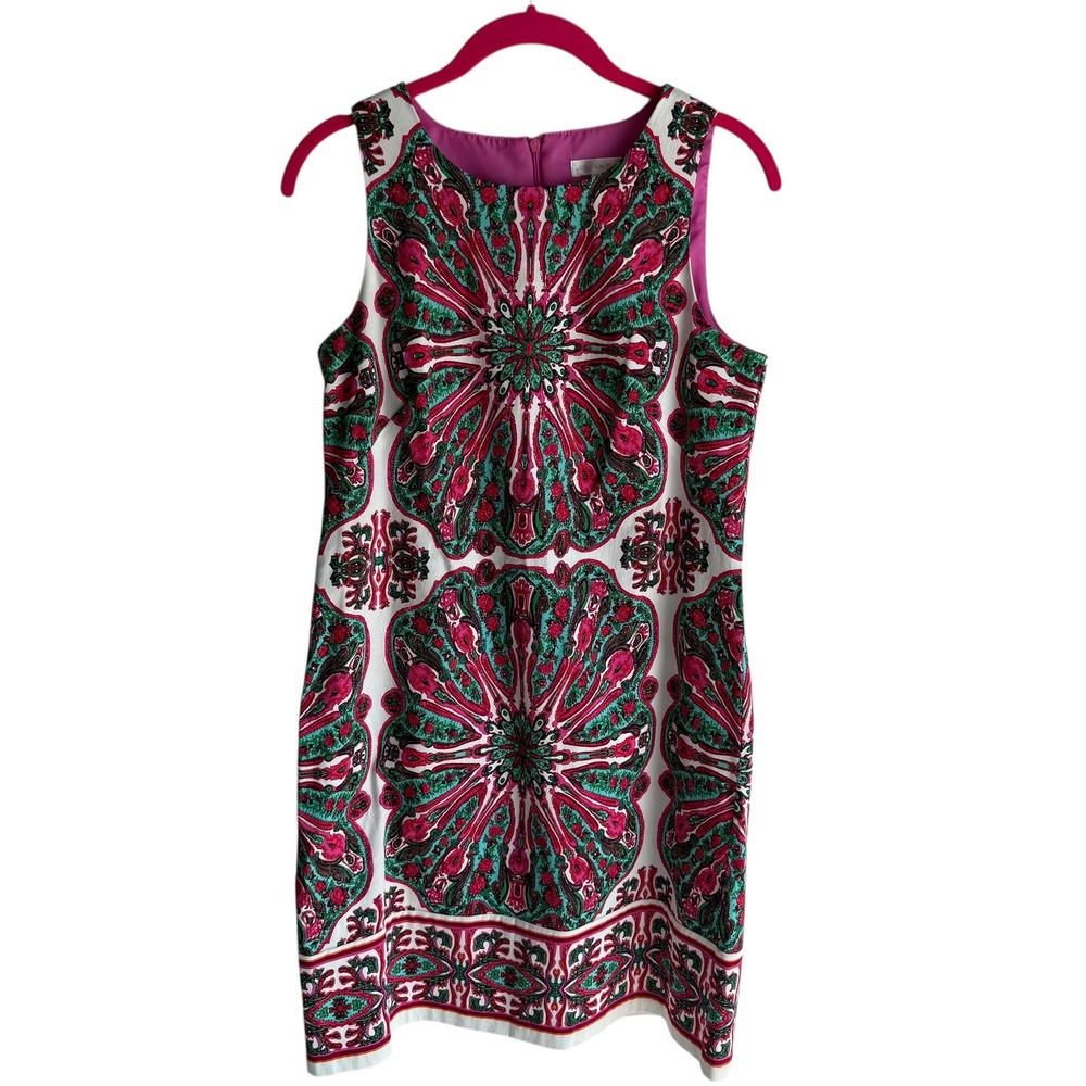 LONDON TIMES Multicolor Sleeveless Ladies Shift Dress, 8